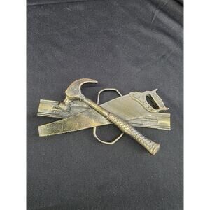 1981 Vintage Great American Buckle Co. Carpenter Tools Belt Buckle Saw Hammer